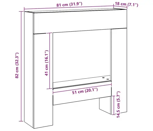 Židinio Apvadas, Artisano Ąžuolo, 81X18X82cm Apdirbta Mediena