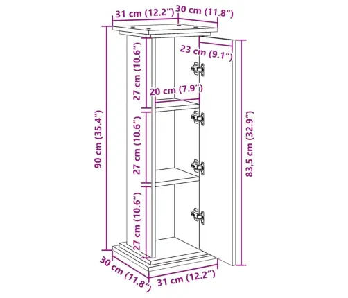 Hoiuruumiga Monitorialus,Suitsutatud Tamm,31X30X90cm Tehispuit