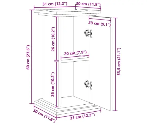 Displeja Statīvs Ar Glabāšanas 31X30X60 Cm Inženierijas Koks Vidaxl