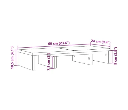 Monitoriaus Stovas, Ąžuolo, 60X24X10,5cm Apdirbta Mediena