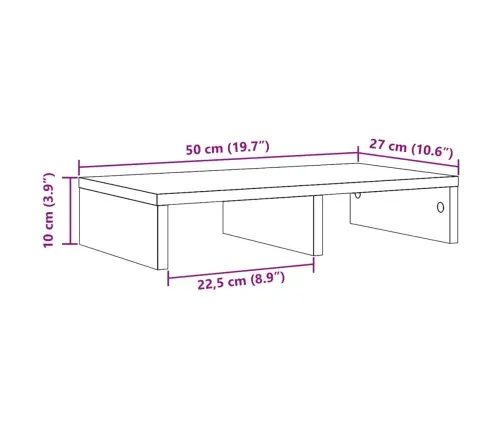 Monitorialus, Hall Sonoma Tamm, 50 X 27 X 10 cm Tehispuit