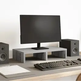 Monitora Paliktnis, Pelēka Koka, 50X27X10 Cm, Konstruēts Koks Vidaxl