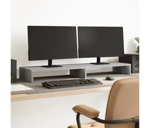 Monitora Paliktnis, Pelēks, 100X27X10 Cm, Inženierijas Koks Vidaxl