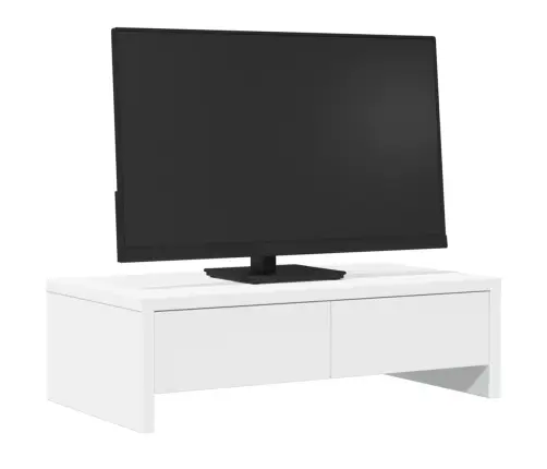 Monitora Statīvs Ar Atvilktnēm, Balts, 50X27X15 Cm Vidaxl