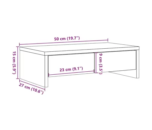 Monitora Statīvs Ar Atvilktnēm, Balts, 50X27X15 Cm Vidaxl