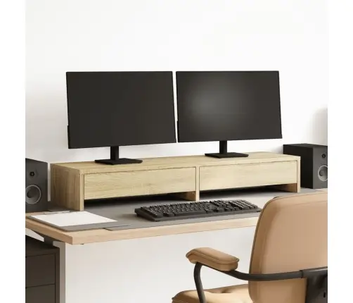 Monitora Statīvs Ar Atvilktnēm, Ozola Krāsa, 100X27X15 Cm Vidaxl