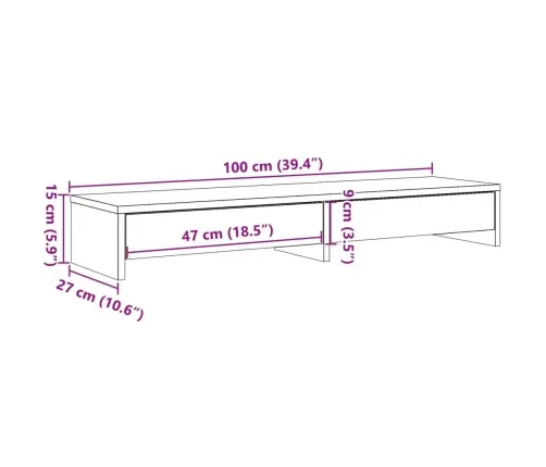 Monitora Statīvs Ar Atvilktnēm, Koka Krāsa, 100X27X15 Cm Vidaxl