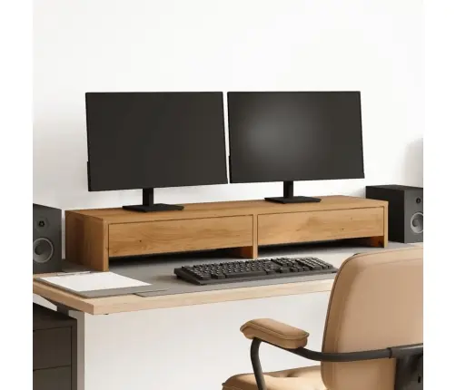 Monitora Statīvs Ar Atvilktnēm, Koka Krāsa, 100X27X15 Cm Vidaxl