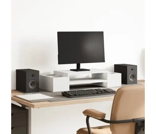 Monitora Paliktnis Ar Plauktu, Balts, 70X27X15 Cm Vidaxl