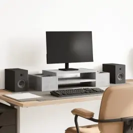 Monitora Paliktnis Ar Plauktu, Betona Pelēks, 70X27X15 Cm Vidaxl Monitora Paliktnis Ar Plauktu, Betona Pelēks, 70X27X15 Cm Vidaxl