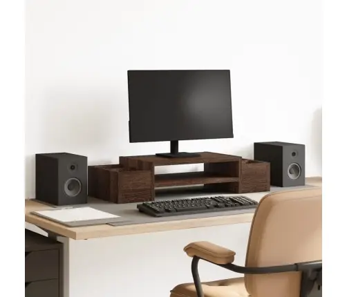 Monitora Paliktnis Ar Plauktu, Brūna Ozola, 70X27X15 Cm Vidaxl