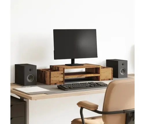 Hoiuruumiga Monitorialus, Vana Puit, 70 X 27 X 15 cm Tehispuit