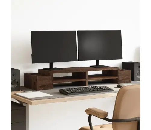 Monitoriaus Stovas Su Lentyna, Ruda, 100X27X15cm Mediena