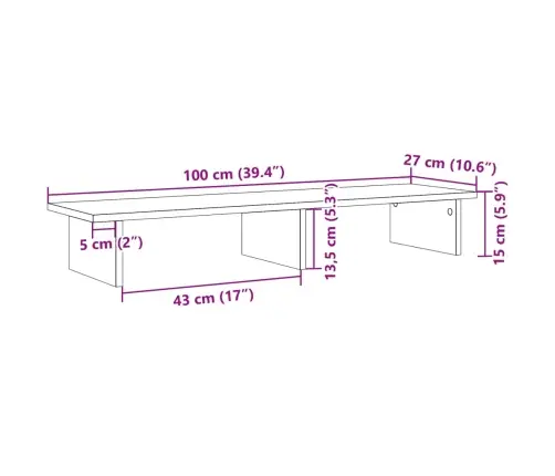 Monitora Paliktnis, Koka Krāsa, 100X27X15 Cm, Inženierijas Koks Vidaxl