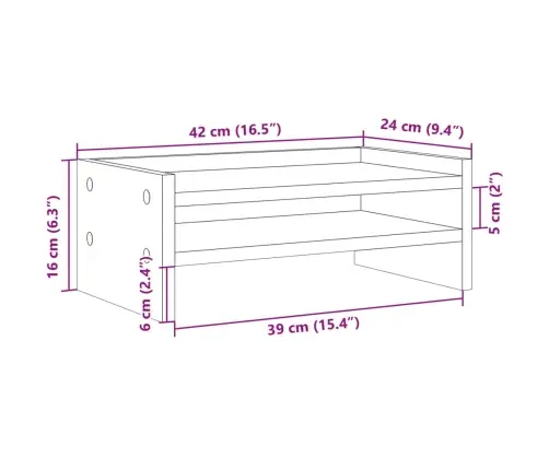 Monitoriaus Stovas, Rudas Ąžuolo, 42X24X16cm Apdirbta Mediena