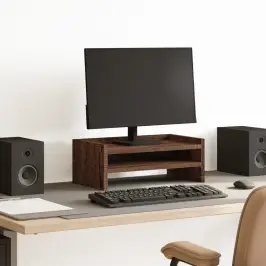 Monitoriaus Stovas, Rudas Ąžuolo, 42X24X16cm Apdirbta Mediena