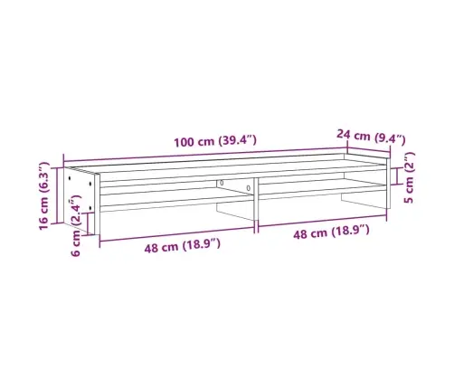 Monitoriaus Stovas, Ąžuolo, 100X24X16cm Apdirbta Mediena