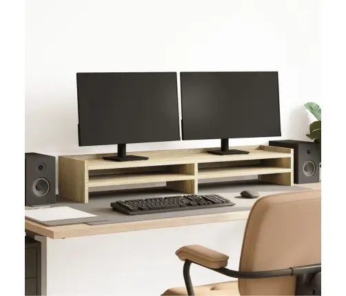 Monitoriaus Stovas, Ąžuolo, 100X24X16cm Apdirbta Mediena