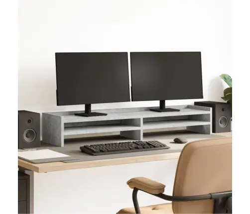 Monitora Paliktnis, Pelēks, 100X24X16 Cm, Inženierijas Koks Vidaxl