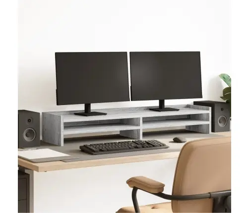 Monitora Paliktnis, Pelēka Ozola, 100X24X16 Cm, Konstruēts Koks Vidaxl