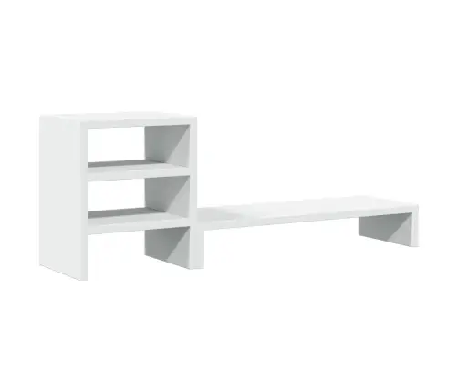 Monitora Statīvs Ar Galda Organizatoru, Balts, Konstruēts Koks Vidaxl