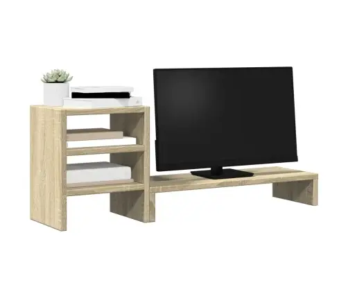 Monitora Statīvs Ar Galda Organizatoru, Ozola, Konstruēts Koks Vidaxl