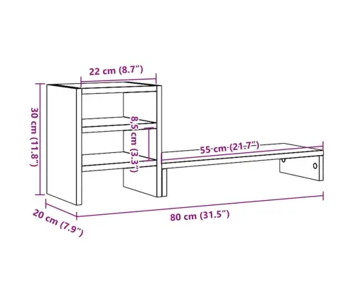 Monitora Statīvs Ar Galda Organizatoru, Konstruēts Koks Vidaxl