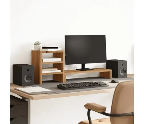 Monitora Statīvs Ar Galda Organizatoru, Konstruēts Koks Vidaxl