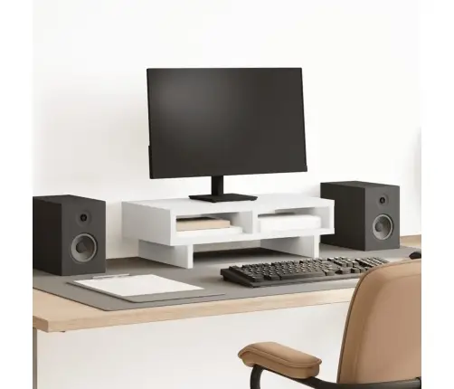 Monitora Paliktnis, Balts, 50X27X15 Cm, Inženierijas Koks Vidaxl