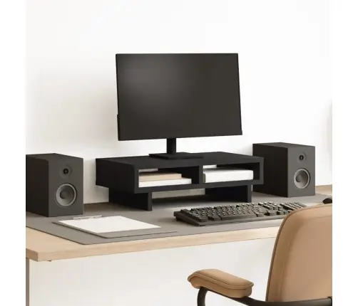 Monitora Paliktnis, Melns, 50X27X15 Cm, Inženierijas Koks Vidaxl