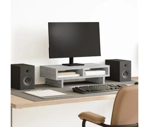 Monitora Paliktnis, Pelēka Koka, 50X27X15 Cm, Inženierijas Koks Vidaxl