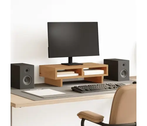 Monitora Paliktnis, Koka Krāsa, 50X27X15 Cm, Inženierijas Koks Vidaxl