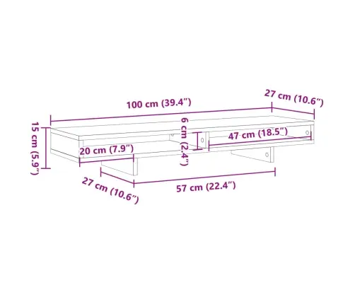 Monitora Paliktnis, Brūns, 100X27X15 Cm, Inženierijas Koks Vidaxl