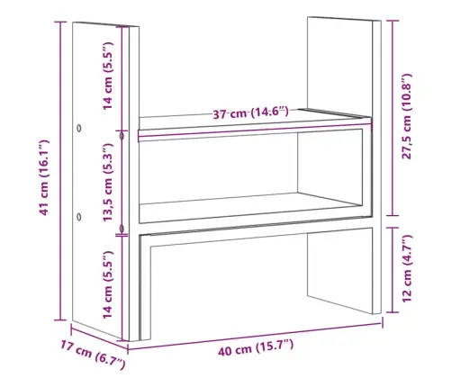 Galda Organizators, Regulējams, Balts 40X17X41 Cm Vidaxl