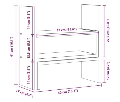 Galda Organizators, Regulējams, Veca Koka, 40X17X41 Cm Vidaxl