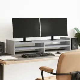 Monitora Paliktnis, Pelēks, 100X27X20 Cm, Inženierijas Koks Vidaxl