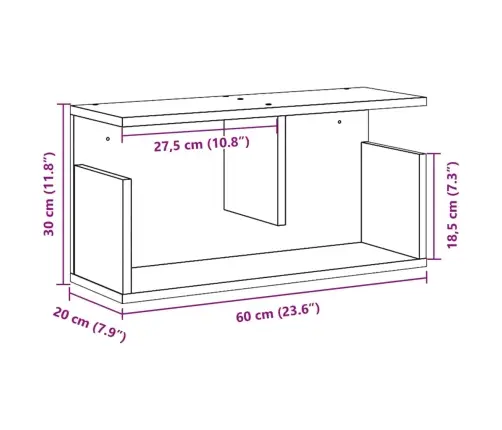 Seinakapp, 60 X 20 X 30 cm Valge, Tehispuit