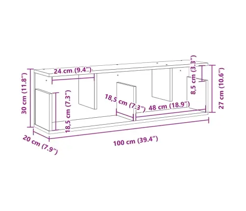 Seinakapp, 100X20X30 cm Must, Tehispuit