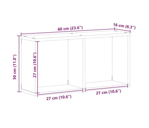 Seinakapp, 60X16X30 cm Hall Sonoma Tamm, Tehispuit