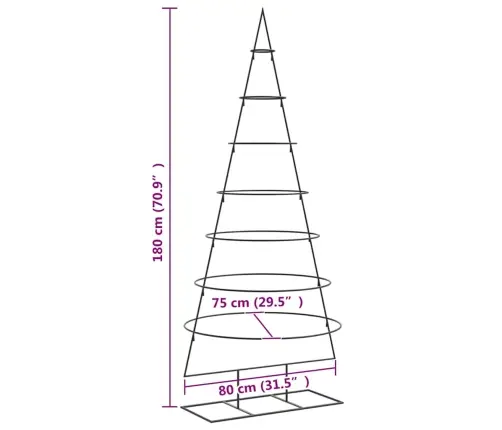 Metalinė Kalėdų Eglutė, Juodos Spalvos, 180 Cm