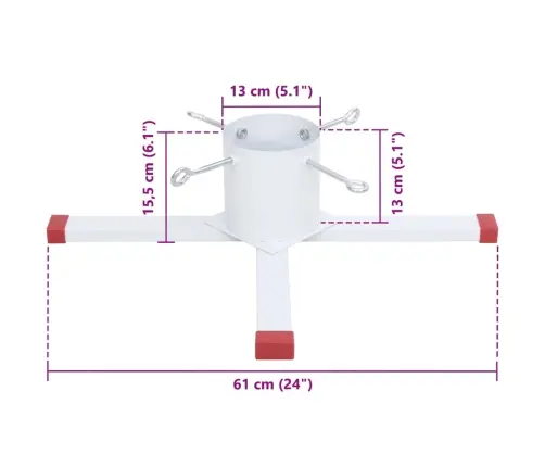 Ziemassvētku Egles Statīvs, Balts, 61X61X15,5 Cm Vidaxl