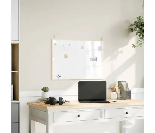 Magnetiline Valge Tahvel Täispuidust Raamiga 80 X 55 Cm