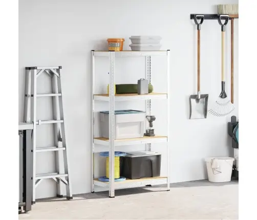 5 Riiuliga Hoiuriiul Hõbedane, Teras Ja Tehispuit