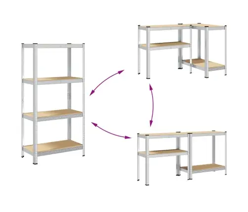 4-Kihilised Riiulid 2 Tk Hõbedane, Teras Ja Tehispuit