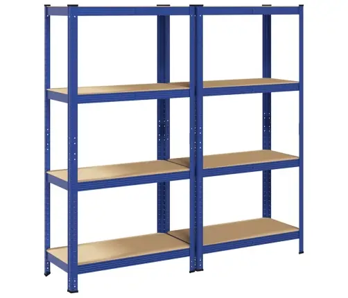 4-Līmeņu Plaukti, 2 Gab., Zils Tērauds Inženierijas Koks Vidaxl