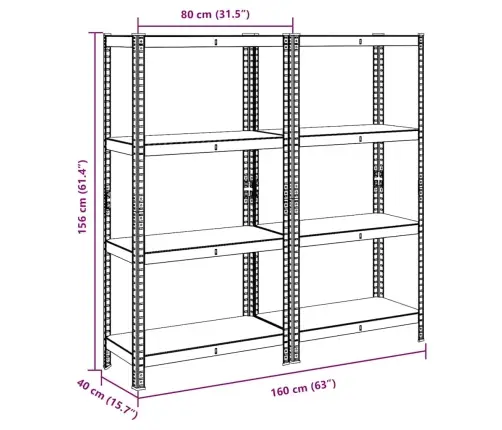 4-Līmeņu Plaukti, 2 Gab., Zils Tērauds Inženierijas Koks Vidaxl