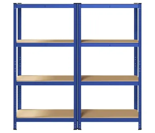 4-Līmeņu Plaukti, 2 Gab., Zils Tērauds Inženierijas Koks Vidaxl