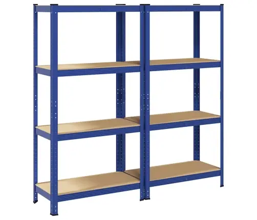 4-Līmeņu Plaukti, 2 Gab., Zils Tērauds Inženierijas Koks Vidaxl