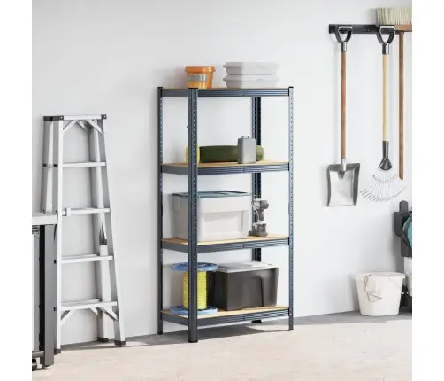 4-Līmeņu Plaukts, Antracītpelēks Tērauds, Inženierijas Koks Vidaxl