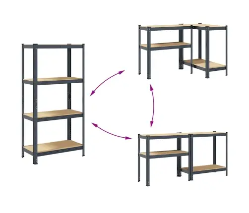 4-Līmeņu Plaukts, Antracītpelēks Tērauds, Inženierijas Koks Vidaxl
